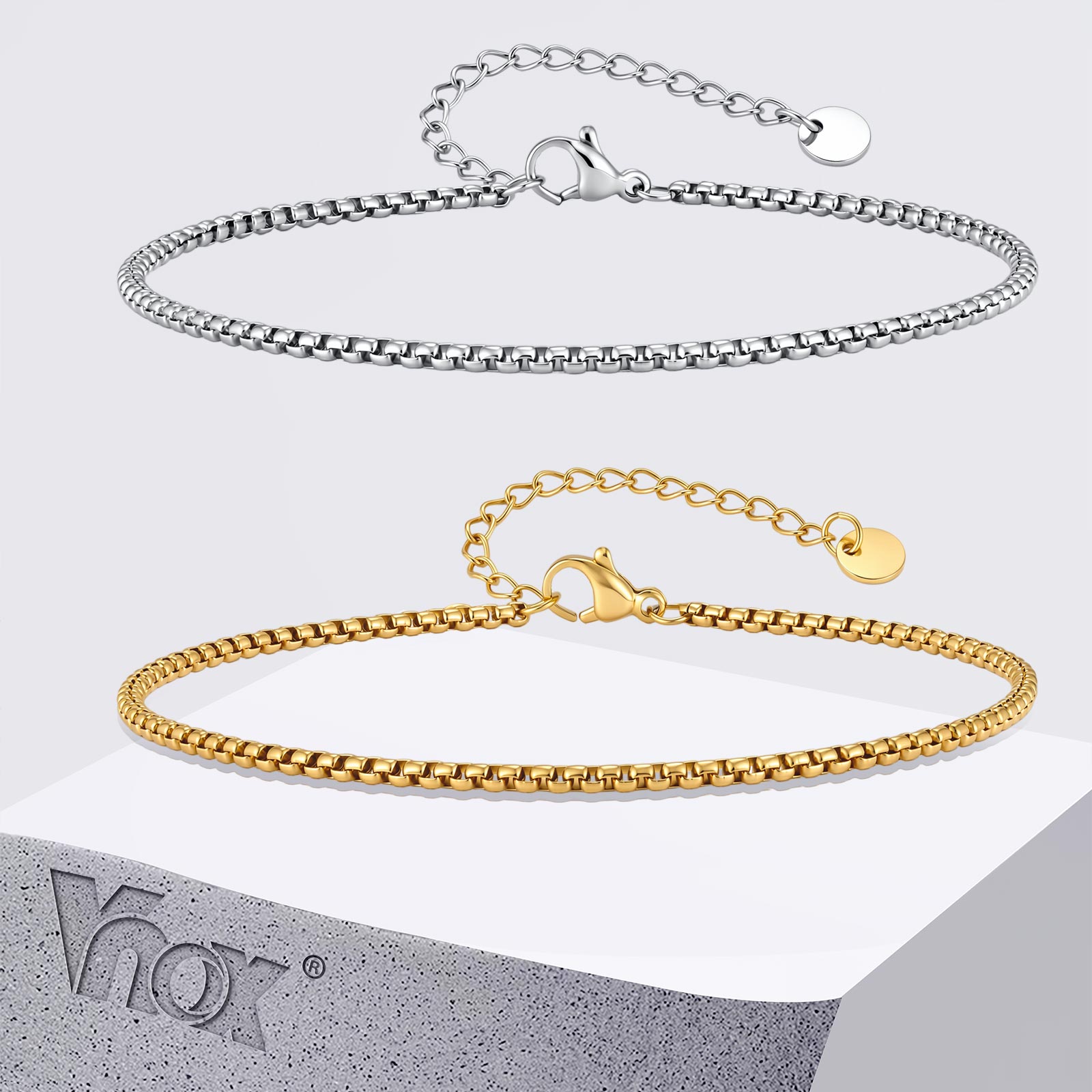 Jc Jewelry & Watches Photos - Vnox Gelang Kaki Rantai Kotak Baja